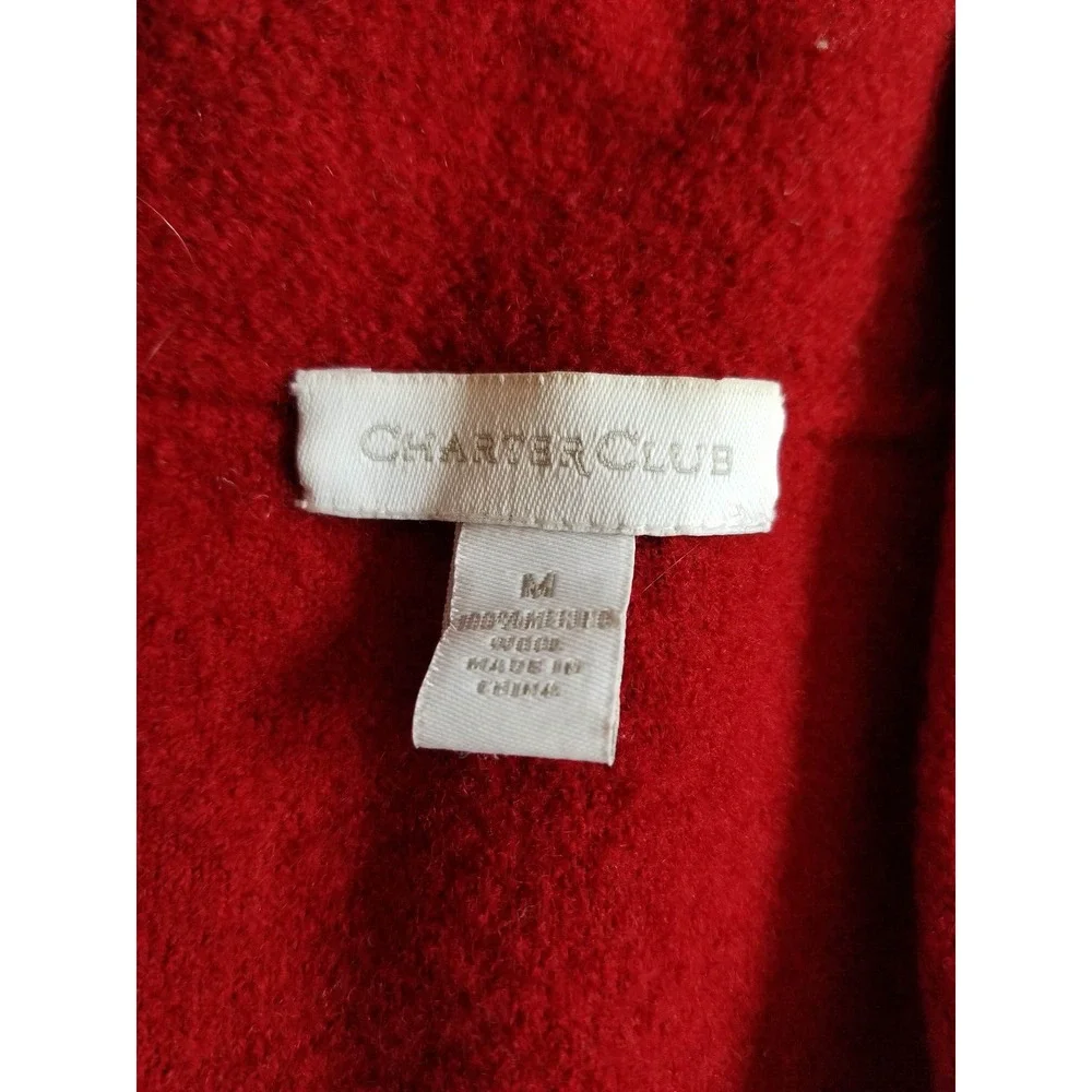 VINTAGE Womens Sweater/Jacket-CHARTER CLUB-dk red boiled Merino Wool blazer ls-M
